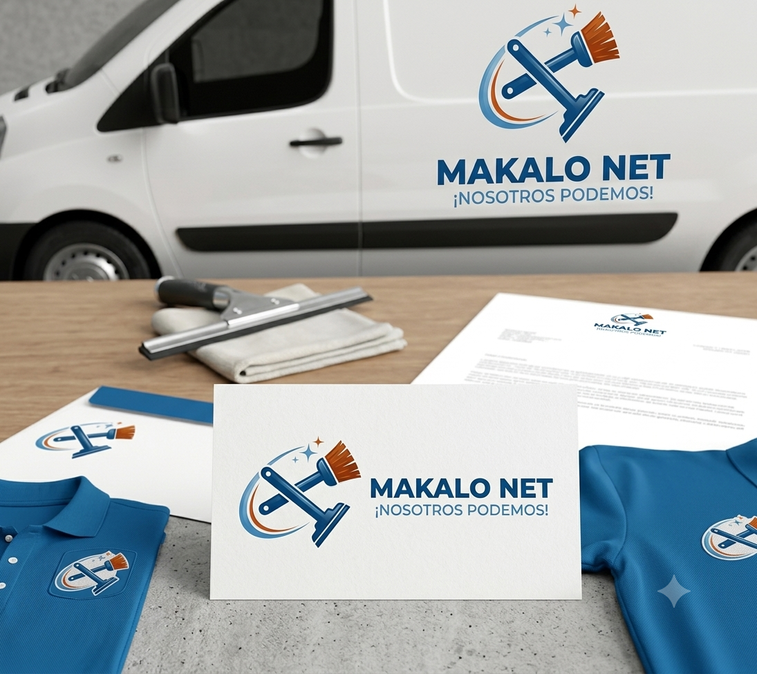 Furgoneta, tarjetas y ropa corporativa de Makalo Net
